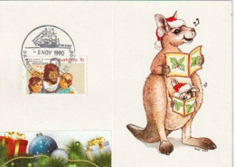 Australian Kangaroo Singing Christmas Carols In Darwin (NT)  Special Cancel Charles Darwin & HMS Beagle Sailing Ship - Cartes-Maximum (CM)