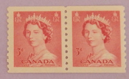 CANADA PAIRE DE 2 X YT 262aA  NEUF**MNH"ELISABETH II" ANNÉE 1953 DENTELE 9,5 VERTICALEMENT - Unused Stamps