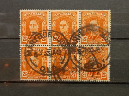 FRANCOBOLLI STAMPS AUSTRALIA AUSTRALIAN 1942 USED SERIE RE GIORGIO BLOCCO  OBLITERE' MARYBORQUEN - Oblitérés