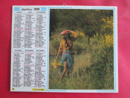 CALENDRIER ALMANACH 1990 FEMME DANS CHAMP OBERTHUR - Big : 1981-90