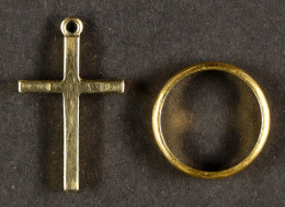 GOLD RING + GOLD CROSS The Ring 22ct Size K (2.8g), The Cross 27mmx16mm 9ct (2.1g)Â  - Other & Unclassified