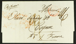 STAMP - SOUTHAMPTON SHIP LETTER 1840 (1st August) A Letter From New York To Cognac, France, Via Southampton, Carried By  - ...-1840 Préphilatélie