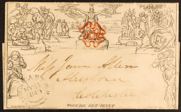 1840 MAY DATE. 1840 (21 May) 1d Black Mulready Letter Sheet (stereo A69) Sent From Doncaster To Colchester With Central  - Other & Unclassified