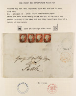 1853 (Jan) Wrapper Ingleton To Settle, Bearing 1d Red Plate 147 Horizontal Strip Of Four With Four Margins, Ingleton Und - Autres & Non Classés