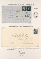 1854 2d Blue SC 16 Plate 4, On 1855 Wrapper To Bath; And 1855 2d Blue LC 14 Plate 5 On Envelope London To Paris. (2 Item - Other & Unclassified