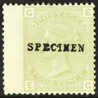 1877 4d Sage-green Plate 16, Overprinted 'SPECIMEN', SG 153s, Mint With Part Gum. Cat. Â£350. - Other & Unclassified