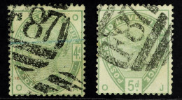 USED AT SMYRNA 1884 4d Dull Green & 5d Dull Green, Each With 'F87' Cancel Of Smyrna (Izmir), SG Z253/254. Cat Â£430 (2 S - Sonstige & Ohne Zuordnung