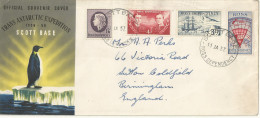 ROSS  BELLE ENVELOPPE TRANS ANTARCTIC EXPEDITION  4 TP + CACHET SCOTT BASE  DU 11/01/1957 TTB. - Lettres & Documents