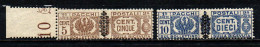 ITALIA LUOGOTENENZA - 1945 - STEMMA E CIFRA CON FREGIO NERO SUI FASCI - 5 E 10 Cent. - MNH - Paketmarken