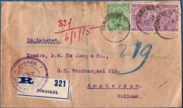 British India Registered Letter From Dingidul, Jan 8, 15. Censored At Bombay, To Amsterdam Netherlands 2311.1002 - 1911-35 King George V