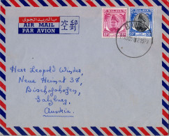 1951 MALAYA , CORREO AÉREO , SOBRE CIRCULADO , BANGI - AUSTRIAF9305 , FECHADOR AL DORSO DE BISCHOFSHOFEN - Malayan Postal Union