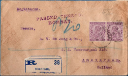 British India Letter Dated, 14 Nov, 145. 2-line Censor Bombay Marking & Censorlabel, To Amsterdam, Dec 14, 14, 2311.1005 - 1911-35 King George V