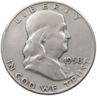 UNITED STATES OF AMERICA HALF DOLLAR 1958 D Franklin Silver Half Dollar #t141 0457 - 1948-1963: Franklin