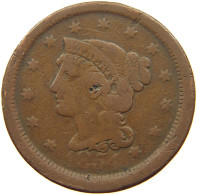 UNITED STATES OF AMERICA LARGE CENT 1854 BRAIDED HAIR #t145 0439 - 1816-1839: Coronet Head (Testa Coronata