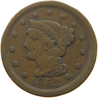 UNITED STATES OF AMERICA LARGE CENT 1852 BRAIDED HAIR #t141 0303 - 1840-1857: Braided Hair