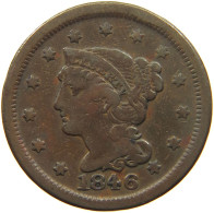 UNITED STATES OF AMERICA LARGE CENT 1846 BRAIDED HAIR #t141 0283 - 1840-1857: Braided Hair (Capelli Intrecciati)