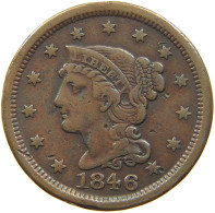 UNITED STATES OF AMERICA LARGE CENT 1846 BRAIDED HAIR #t115 0011 - 1840-1857: Braided Hair