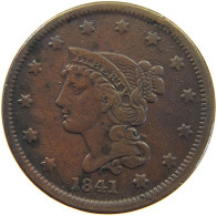 UNITED STATES OF AMERICA LARGE CENT 1841 Braided Hair #c050 0525 - 1840-1857: Braided Hair