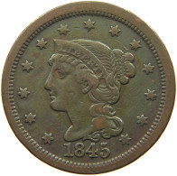 UNITED STATES OF AMERICA LARGE CENT 1845 BRAIDED HAIR #t141 0305 - 1840-1857: Braided Hair (Capelli Intrecciati)