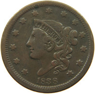 UNITED STATES OF AMERICA LARGE CENT 1838 CORONET HEAD #t156 0569 - 1816-1839: Coronet Head (Tête Couronnée)