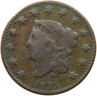 UNITED STATES OF AMERICA LARGE CENT 1831 CORONET HEAD #t141 0273 - 1816-1839: Coronet Head (Testa Coronata