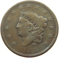 UNITED STATES OF AMERICA LARGE CENT 1833 CORONET HEAD #t001 0069 - 1816-1839: Coronet Head (Tête Couronnée)