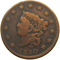 UNITED STATES OF AMERICA LARGE CENT 1820/19 CORONET HEAD 1820/19 OVERDATE VARIETY #t141 0325 - 1816-1839: Coronet Head