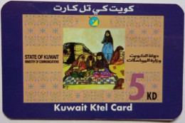 Kuwait  5KD Ktel Remote - Group (  Thin Cardboard  Slightly Bend) - Koweït