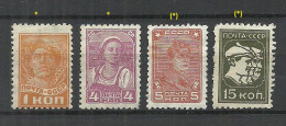 RUSSLAND RUSSIA 1929/32 = 4 Values From Set Michel 365 - 377, Unused */(*) - Ungebraucht