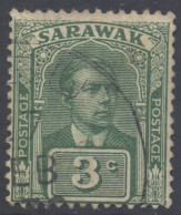 Sarawak Scott 81 - SG78, 1928 Sir Charles Vyner Brooke 3c Used - Sarawak (...-1963)