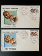 Gabon Gabun 1987 Mi. 984 - 985 FDC 1er Jour Cover Coquillages Shells Meeresschnecken - Coquillages