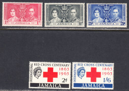 Jamaica 1937,1963 Mint No Hinge, Sc# 113-115, 203-204 SG ,Yt - Jamaica (...-1961)