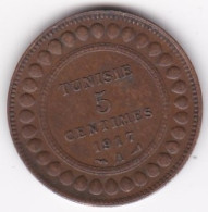 Tunisie Protectorat Français . 5 Centimes 1917 A , En Bronze, Lec# 81 - Tunesien