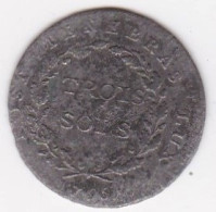 Suisse Canton De Genève 3 Sols 1795, En Billon, KM# 108 - Cantonal Coins