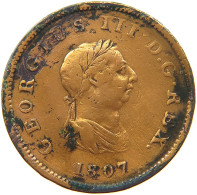 GREAT BRITAIN HALFPENNY 1807 GEORGE III. 1760-1820 #a009 0227 - B. 1/2 Penny