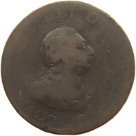 GREAT BRITAIN HALFPENNY 1799 GEORGE III. 1760-1820 COUNTERMARKED IBLU #a075 0055 - B. 1/2 Penny