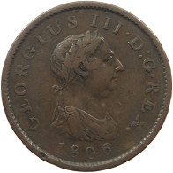 GREAT BRITAIN PENNY 1806 GEORGE III. 1760-1820 #t001 0011 - C. 1 Penny