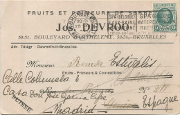 BELGIQUE CARTE PRIVEE PUB FRUITS ET PRIMEURS DE SERRE JOS DEVROO BRUXELLES 1923 - Markets