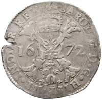 SPANISH NETHERLANDS PATAGON 1672 CARLOS II (1665-1700) #t093 0193 - 1556-1713 Paesi Bassi Spagnoli
