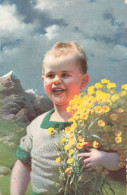 Suisse Enfant Montagne Fleurs CPA Cachet Corsier Sur Vevey 1928 - Corsier