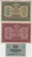 Occ.  Austriaca, Cassa Veneta Dei Prestiti 1 + 2 Lire Buono Di Cassa A Corso Legale  + 5 Centesimi  Tutte FDS 02/01/1918 - Besetzung Venezia