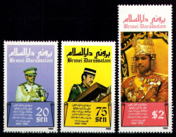 BRUNEI 1988 - Michel Nr. 388/390 - MNH ** - Sultan Hassanal Bolkiah - 20th Anniv. Coronation - Brunei (1984-...)