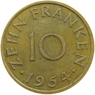 SAARLAND 10 FRANKEN 1954  #c058 0069 - 10 Franchi