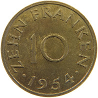 SAARLAND 10 FRANKEN 1954  #a074 0323 - 10 Francos