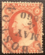 US Sc.26A XF 1857-61 3c Dull Red Good Type IV With Superb BOSTON 1860 Cds (USA États-Unis - Usados