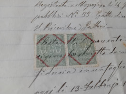 COPPIA MARCHE DA BOLLO 0,50 CENTESIMI 1879 - Revenue Stamps