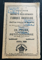 CATALOGUE DES MACHINES ET PIÈCES DÉTACHÉES DE MACHINES À BOUCHER LES BOUTEILLES - 1926 - Material Und Zubehör