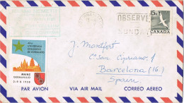 52613. Carta Aerea FORT WILLIAM (Ontario) Canada 1958. Two Label, Viñetas ESPERANTO - Covers & Documents
