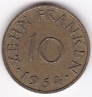 Sarre, Protectorat Français , 10 Franken 1954, Bronze-aluminium, KM# 1 - 10 Franken