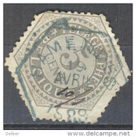 _1c769: N° TG8: Hexagone : HAMENDES 19 AVRIL 12/s 1888: Uur Ingevuld Met Pen...  Iets Beschadigd.... - Timbres Télégraphes [TG]